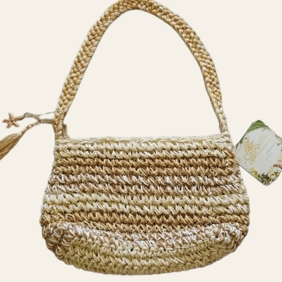 Cappelli Straworld Handbags - 𝅺cappelli STRAWORLD Braided strap handbag purse tan cream brown NEW BEACH Wear
